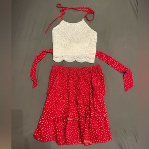 Polka dot mini skirt set